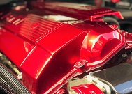 průsvitná Candy Apple Red červená na motoru